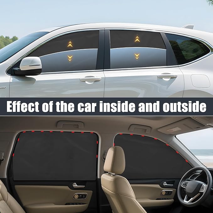 ZATOOTO Car Window Shades for Civic 2017-2024,4 Pcs Magnetic Car Window Covers - 100% Block Light Privacy Curtains, Side Window Sun Shade for Baby Breastfeeding, Sleeping, Camping