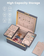 Lolalet Jewelry Box Organizer for Women Girls, 2 Layer Jewelry Organizers and Storage for Necklace Earrings Rings Bracelets, 