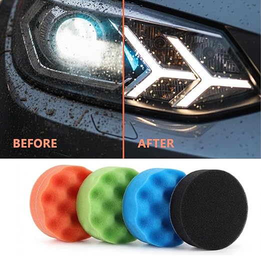 148PCS 3 Inch Sanding Disc Drill Polishing Kit for Headlight Restoration, 60-10000 Grit Wet Dry Silicon Carbide Hook & Loop Sandpaper with Buffing Sponge Pads for Car Wood Metal