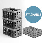 CleverMade Eco Collapsible Shopping Basket with Handles, 24L Stone, 3 Pack