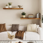 Fixwal Floating Shelves for Wall, 22" Long Wall Mounted Rustic Wood Shelves for Living Room, Bedroom, Bathroom and Kitchen, W
