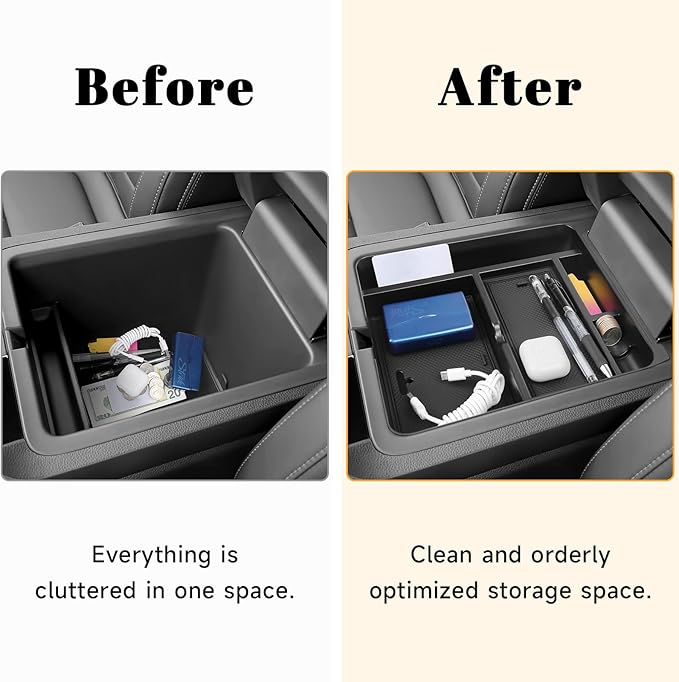 2PCS Center Console Hidden Box Organizer & Armrest Divider Compatible with Honda 2023-2025 2026 Pilot & 2024-2026 Passport & 2024 2025 Ridgeline Accessories Insert Armrest Hidden Organizer