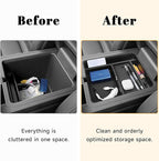 2PCS Center Console Hidden Box Organizer & Armrest Divider Compatible with Honda 2023-2025 2026 Pilot & 2024-2026 Passport & 2024 2025 Ridgeline Accessories Insert Armrest Hidden Organizer
