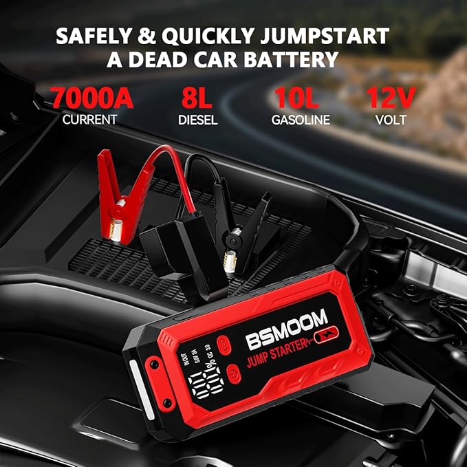 Car Battery Jump Starter Portable, 7000A Peak Battery (for 10.0L Gas or Up to 9.0L Diesel),Portable Booster Power Pack,LCD