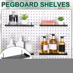 Lineshading 4 Pcs Pegboard Shelves, 14 x 6 Inch Metal Shelf Brackets Pegboard Tray Accessories Wall Organizer for Craft Room 