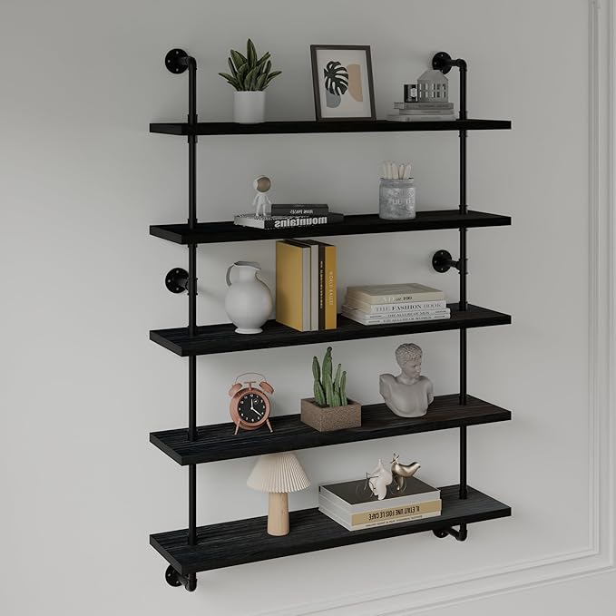 Floating Shelves for Wall Living Room Shelves Bookshelf Industrial Pipe Shelving Shelf Real Wood Planks 36 inch Rustic Wall S