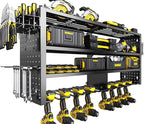 Large Power Tool Organizer Wall Mount, 4 Layer Garage Storage Cordless Tool Organizer with 8 Drills Holder, Heavy Duty Premiu