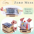 Creathing Car Trash Can [Touring Edition] - Removable Liner - 100% Leakproof, Odor Control Lid, Hanging Garbage Bin for SUV, Truck, Car (2 Gal, Beige)