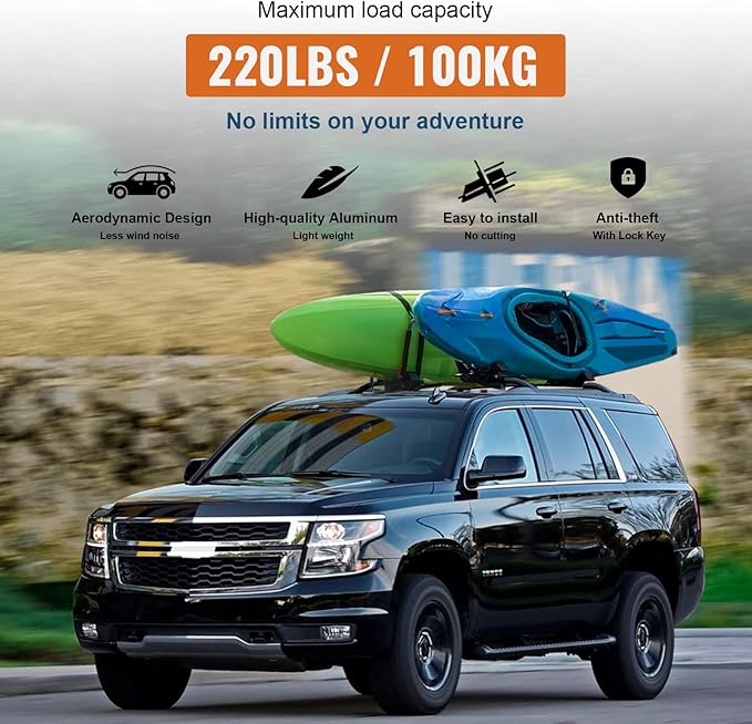 Heavy Duty 220lb Roof Rack Cross Bars Fit for GMC Yukon & Yukon XL, Chevy Suburban & Tahoe 2015-2020, Cadillac Escalade & Escalade ESV, Chevrolet Aluminum Crossbar Rooftop Cargo Carrier