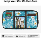 Car Sun Visor Organizer Easy to Store Sun Visor Organizer with Card Holder Big Zipper Pocket Cars Accessories Universal Fit for Most Cars SUV, Frangipani Print