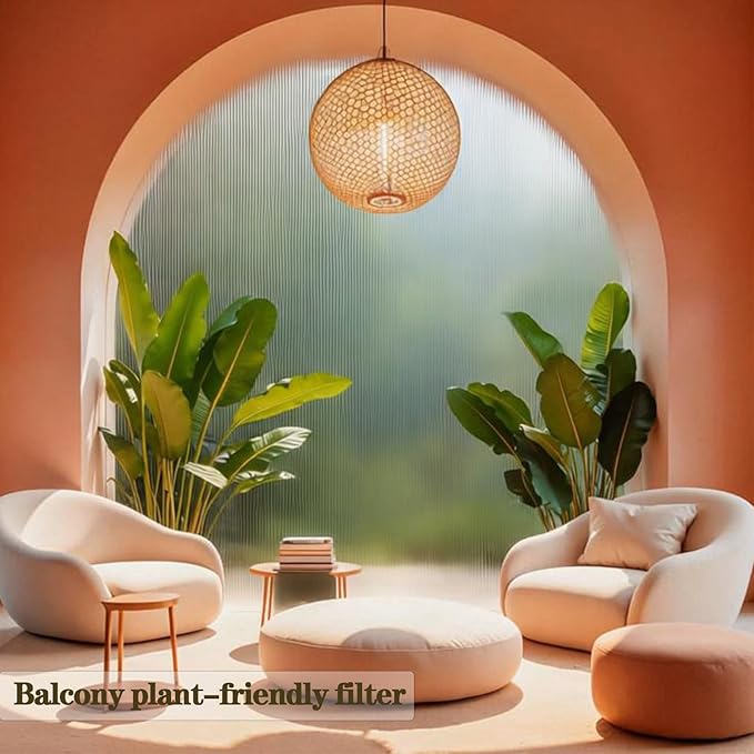Hilarious Reeded Glass Privacy Film Frosted Window Cling Window Privacy Film 3D Decor UV Blocking Heat Control Static Cling Vinyl Removable Cover for Bathroom Living Room Office, 47.25'' x 118''