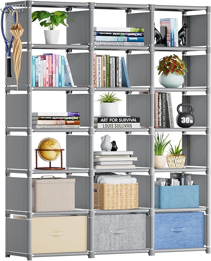 Mavivegue Book Shelf, 18 Cube Storage Organizer, DIY Bookcase, Metal Cube Bookshelf, Cubbies Closet Storage Organizer Shelves