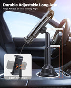 APPS2Car Tablet Holder for Car, Cup Holder Tablet Mount for Truck, Height Adjustable iPad Car Holder with 9.9" Wide Clamp for 4.7-13" iPad Pro Air Mini, Galaxy Tab, iPhone, Cell Phone