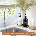 ALELION 8" Acacia Wood Bathroom Vanity Tray for Counter - Dresser Top Tray for Perfume Jewelry Candle Key Catchall - Small Ki