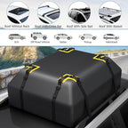 Goplus 15 Cu.Ft Roof Bag Cargo Carrier, Roof Top Luggage Bag for All Vehicles with/Without Roof Racks, Non-Slip Mat, Digital Lock, Waterproof Roof Bag for Various Cars w/6 Door Hooks (15 Cu.Ft)