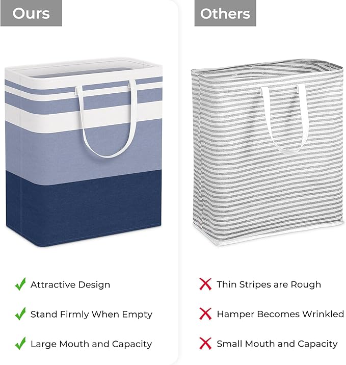 HomeHacks 2-Pack Large Laundry Basket, Waterproof, Freestanding Laundry Hamper, Collapsible Tall Clothes Hamper with Extended