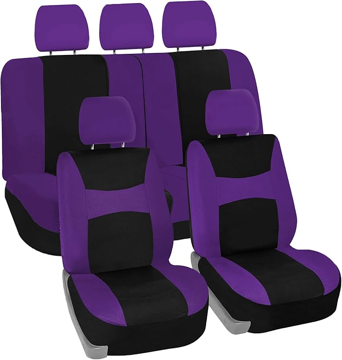 FH Group Car Seat Covers Full Set Cloth - Universal Fit, Automotive Seat Covers, Low Back Front Seat Covers, Airbag Compatibl