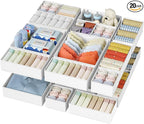 DIMJ Drawer Organizer Clothes - 20 Pack Closet Drawer Organizer Bins for Baby Clothes Storage, Fabric Dresser Organizer for N