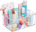 STORi 5-Compartment Clear Plastic Organizer | Rectangular Divided Makeup and Vanity Storage Bin and Office Desk Caddy | Scall