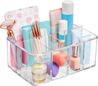 STORi 5-Compartment Clear Plastic Organizer | Rectangular Divided Makeup and Vanity Storage Bin and Office Desk Caddy | Scall