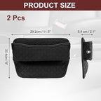 HARFINGTON 2pcs Car Seat Gap Filler Organizer 11.5 x 8 x 2.1 Inch Leather Universal Car Organizer Storage Box Between Seat and Console for Phone Sunglasses Keys, Black