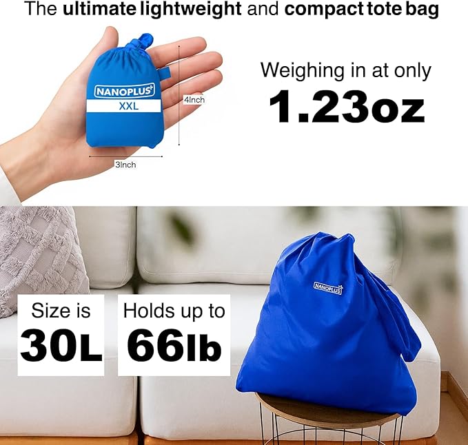 Compact Reusable Grocery Tote Bag – Lightweight, Foldable & Packable Shopping Bag for Travel