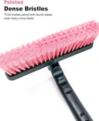SEAAES Ice Scraper with Snow Brush for Car Windshield, Upgraded Extendable Snow Brush with Foam Grip for Truck SUV Vehicle Windows - Pink