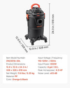 VEVOR 3-in-1 Shop Vac, 8 Gallon Wet Dry Shop Vacuum, 4.5 Peak HP Portable Vacuum Cleaner with Blower, Dual-Filter, 950W Input