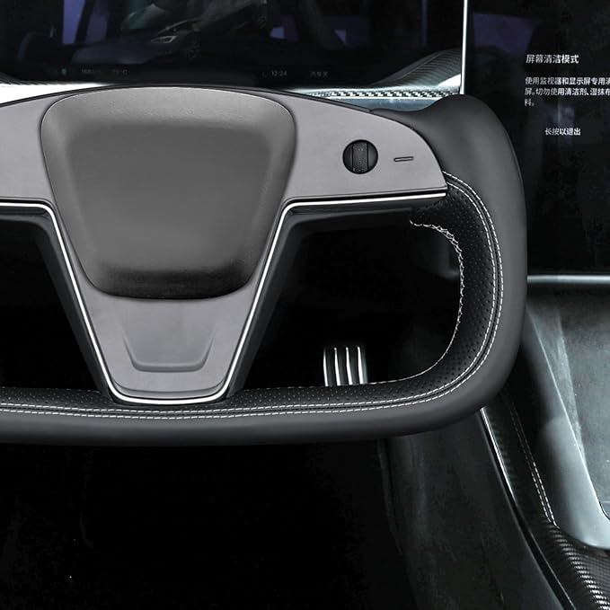 MEWANT Hand Stitched Tesla Model S Yoke Steering Wheel Cover Wrap for Tesla Model S 2021-2023 / Model X 2021-2023 Tesla Yoke Steering Wheel Accessories