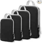 WOOMADA Compression Packing Cubes for Suitcases Travel Essentials 4 Set Expandable Travel Bags Organizer for Luggage(black)