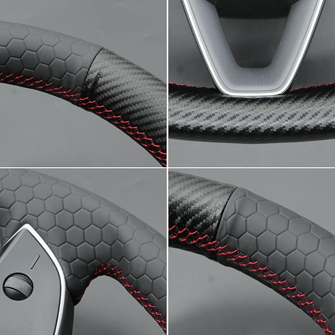 MEWANT DIY Stitching Steering Wheel Cover Wrap for Tesla Model 3 Highland 2023-2025/Model Y 2025 Highland for Tesla Model 3/Model Y Accessories