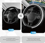 Road Comforts Leather Steering Wheel Cover – Black & Silver, Universal Fit 14.5-15 Inch, Microfiber Leather, Anti-Slip & Brea