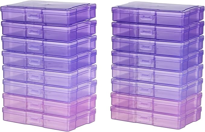 novelinks Transparent 4" x 6" Photo Cases and Clear Craft Keeper with Handle, 16 Inner Photo Organizers & Photo Storage Box, 