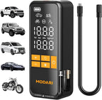 Tire Inflator Portable Air Compressor - 4X Faster 160 PSI Portable Air Pump for Cars - Cordless Tire Inflators with Gauge - Portable Tire Inflator for Car, Pickup, Bike and More