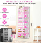 Over The Door Organizer 6 Tiers, Extra Large Behind Door Storage of 12 Compartments, 80 lbs Weight Capacity Hanging Storage O