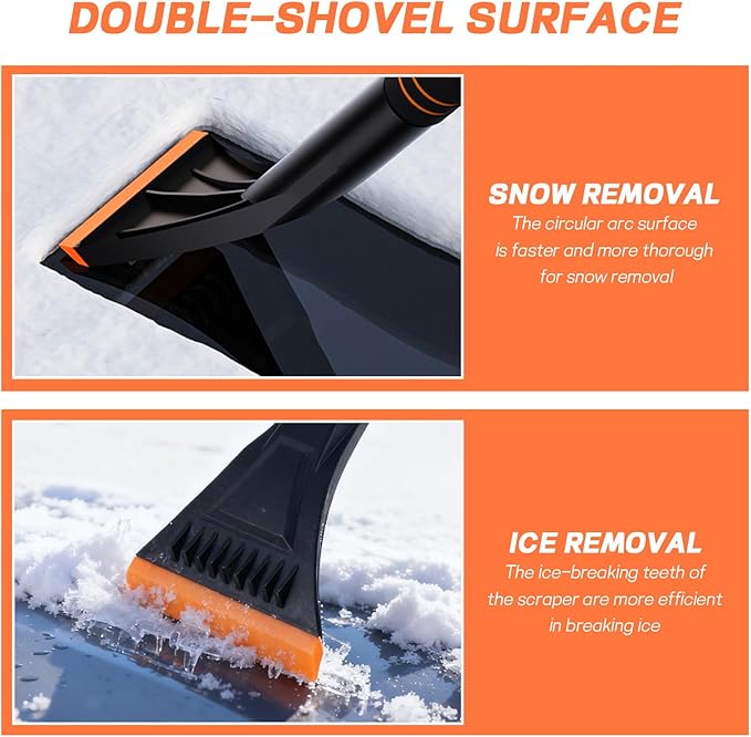 Hovom Snow Brush & Ice Scraper, 27"–32" Extendable Ice Scrapers for Car Windshield Window, Detachable Vehicle Snow Removal Tool with Foam Grip for Cars Trucks SUVs, Winter Car Accessories