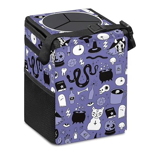 Gothic Car Trash Can with Lid Collapsible Reusable Waterproof Car Garage Bag,Automotive Garbage Can,Car Accessories Interior Car Organizer