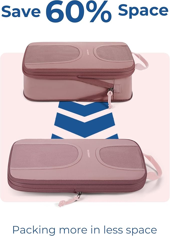 BAGSMART Compression Packing Cubes, 6 Set Packing Cubes for Suitcases, Lightweight Suitcases Organizers Bag Set & Compression