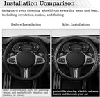 Car Leather Steering Wheel Cover - Carbon Fibre Material, Universal 14.5-15 Inch Leather Anti-Slip Breathable Auto Steering W