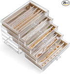 YUFONG Necklace Holder Organizer, Dustproof Necklace Box Velvet Necklace Organizer Box with Lid Clear Acrylic Dustproof Stack