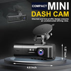 4K Dash Cam Front and Rear Inside,3.16" IPS,3 Channel Dash Cam for Car with 5G WiFi,Free 64GB Card,170° Wide Angle,Loop Recor