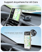 Magnetic Suction Cup Phone Mount for Magsafe, 360° Adjustable Magnetic Car Phone Holder, Pocket Size Foldable Car Mount, Cell Phone Holders for Your Car for iPhone 17 16 15 14 13 12 Series