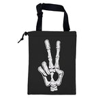 Car Garbage Bag Skeleton Hand Peace Sign Drawstring Car Trash Bag Hanging for Back Seat with Adjustable Buckle Canvas Vehicle Trash Can Easy-to-Install