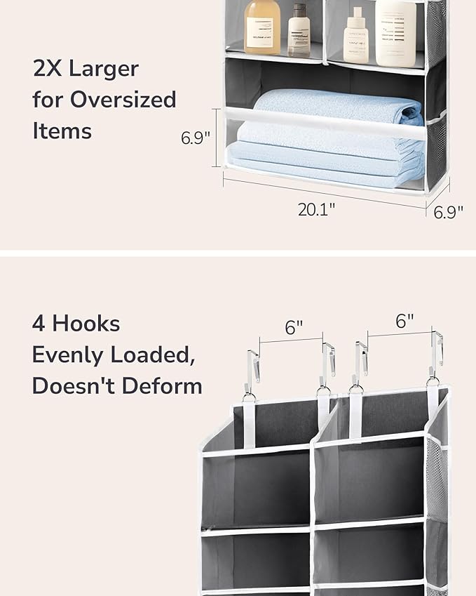 ULG Over the Door Organizer, 5-Tier Extra Large Hanging Storage with 10 Mesh Pockets, 100 lbs Capacity, Heavy Duty Door Organ