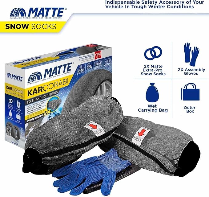 Auto Snow Socks for Tires, Emergency Traction Vehicles Safe Travel on Ice, Frost, Snow, Extra Durable Chains Equivalent Tire 