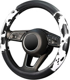 ZHOL Cow Print Steering Wheel Cover, Universal Fit 14.5-15 inch Premium Microfiber Leather Steering Wheel Protector for Cars/