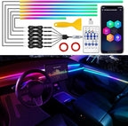 Dreamcolor Acrylic Interior Car LED Strip Light with USB/Type C, RGB 6 in 1 with 187 inches 650 LEDs Strip, Dynamic Chasing Music Sync Neon Ambient Lighting Kits