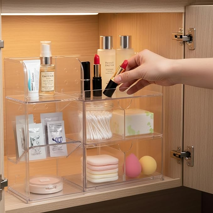 3 Tier Medicine Cabinet Organizer, Bathroom Medicine Cabinet Organizer with Removable Dividers, Narrow Makeup Organizer with 