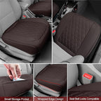 2 Pack Leather Front Car Seat Cover Bottom Car Seat, Anti-Slip and Full Wrap Driver Seat Protectors with Storage Pocket, Luxu