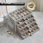 YUFONG Earring Storage Box Organizer, Acrylic Jewelry Storage Box Holder 5 Drawers Transparent Jewelry Display Stand with 120